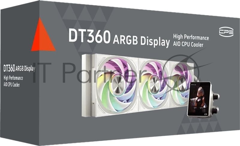 Система охлаждения PCCooler DT360 ARGB Display WH (300W, 360mm, LED temp., White, ARGB/ Fans: 3x120mm, 83.83CFM, 3000RPM/ Pump height 62mm, 15dBA, 2600RPM, Rad thickness 27mm/ S: 1851, 1700, 1200, 115X, AM5, AM4)