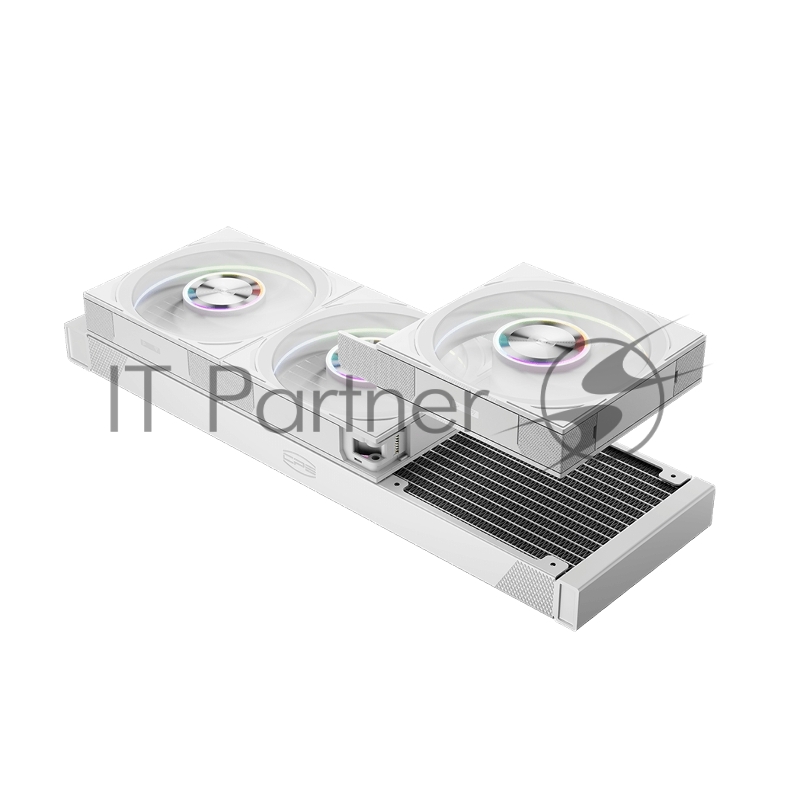 Система охлаждения PCCooler DT360 ARGB Display WH (300W, 360mm, LED temp., White, ARGB/ Fans: 3x120mm, 83.83CFM, 3000RPM/ Pump height 62mm, 15dBA, 2600RPM, Rad thickness 27mm/ S: 1851, 1700, 1200, 115X, AM5, AM4)