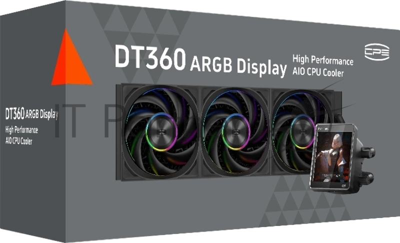Система охлаждения PCCooler DT360 ARGB Display BK (300W, 360mm, LED temp., Black, ARGB/ Fans: 3x120mm, 83.83CFM, 3000RPM/ Pump height 62mm, 15dBA, 2600RPM, Rad thickness 27mm/ S: 1851, 1700, 1200, 115X, AM5, AM4)