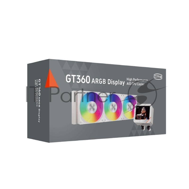 Система охлаждения PCCooler GT360 ARGB Display WH (310W, 360mm, LED temp., White, ARGB/ Fans: 3x120mm, 99CFM, 41.5dBA, 3000RPM/ Pump 15dBA, 2600RPM, Rad thickness 27mm/ S: 1851, 1700, 1200, 115X, AM5, AM4)