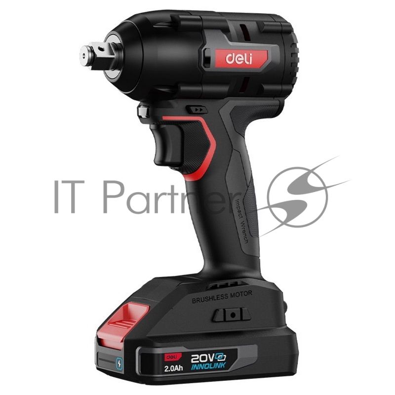 Гайковерт ударный аккумуляторный Deli DE-BS20-1D2 (2АКБ*2Ач + ЗУ, 20V, 350Нм, 0-2800об/мин, 0-3600уд/мин, сумка)