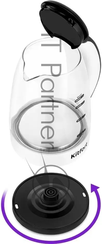 Чайник электрический Kitfort КТ-6637 1.7л. 2200Вт белый/черный корпус: стекло/пластик