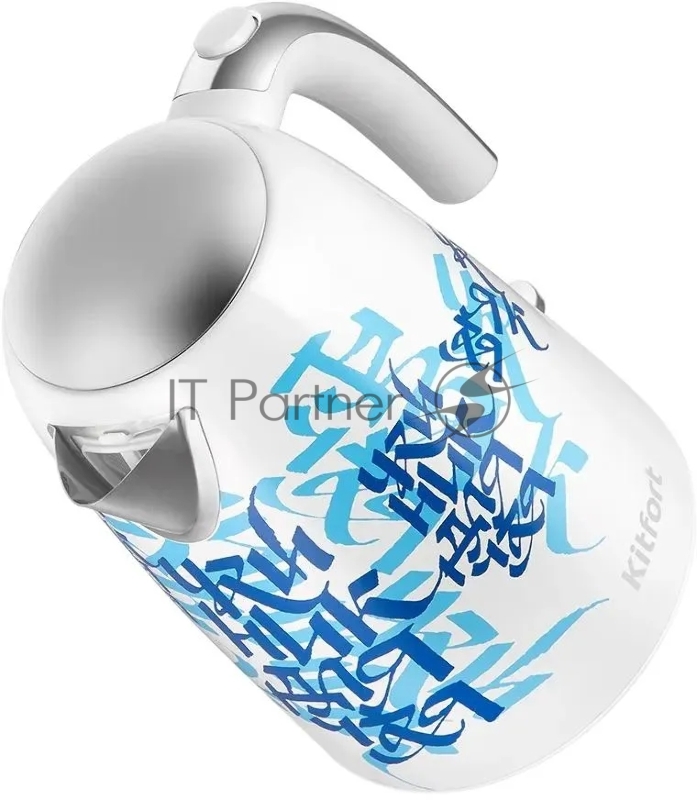 Чайник электрический Kitfort КТ-6772 1.7л. 2200Вт белый/синий корпус: металл/пластик