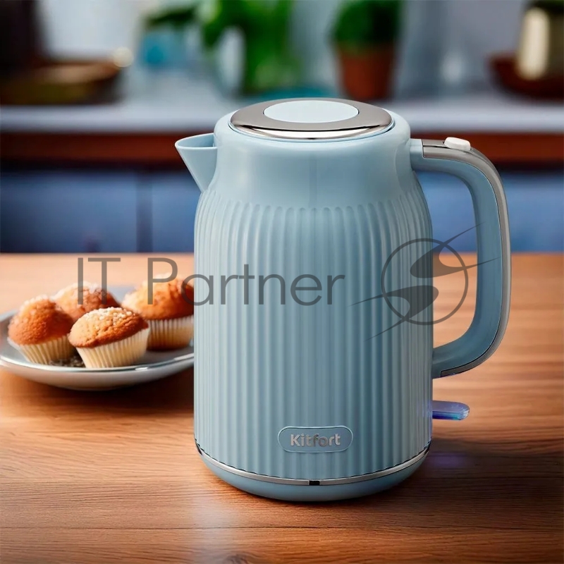 Чайник электрический Kitfort КТ-6790 1.7л. 2200Вт голубой/серебристый корпус: пластик