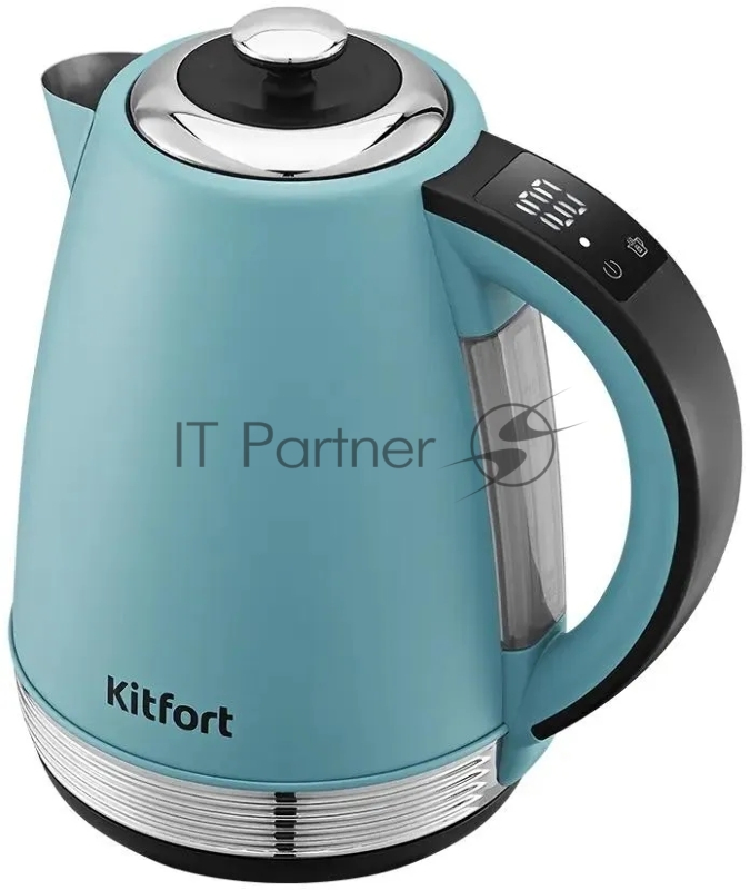 Чайник электрический Kitfort КТ-6720 1.7л. 2200Вт голубой/черный корпус: металл/пластик