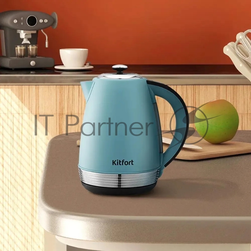 Чайник электрический Kitfort КТ-6720 1.7л. 2200Вт голубой/черный корпус: металл/пластик