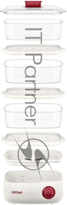 Пароварка Kitfort КТ-6830 3ярус. 800Вт белый/красный