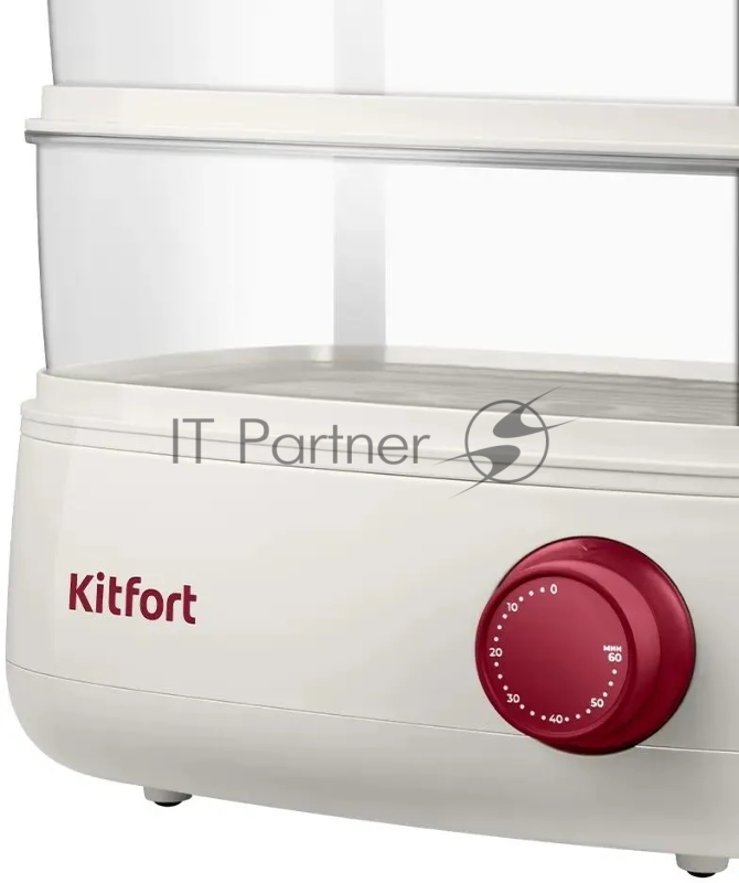 Пароварка Kitfort КТ-6830 3ярус. 800Вт белый/красный