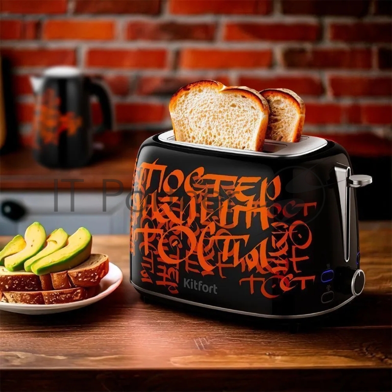 Тостер Kitfort КТ-6464 1080Вт черный/красный