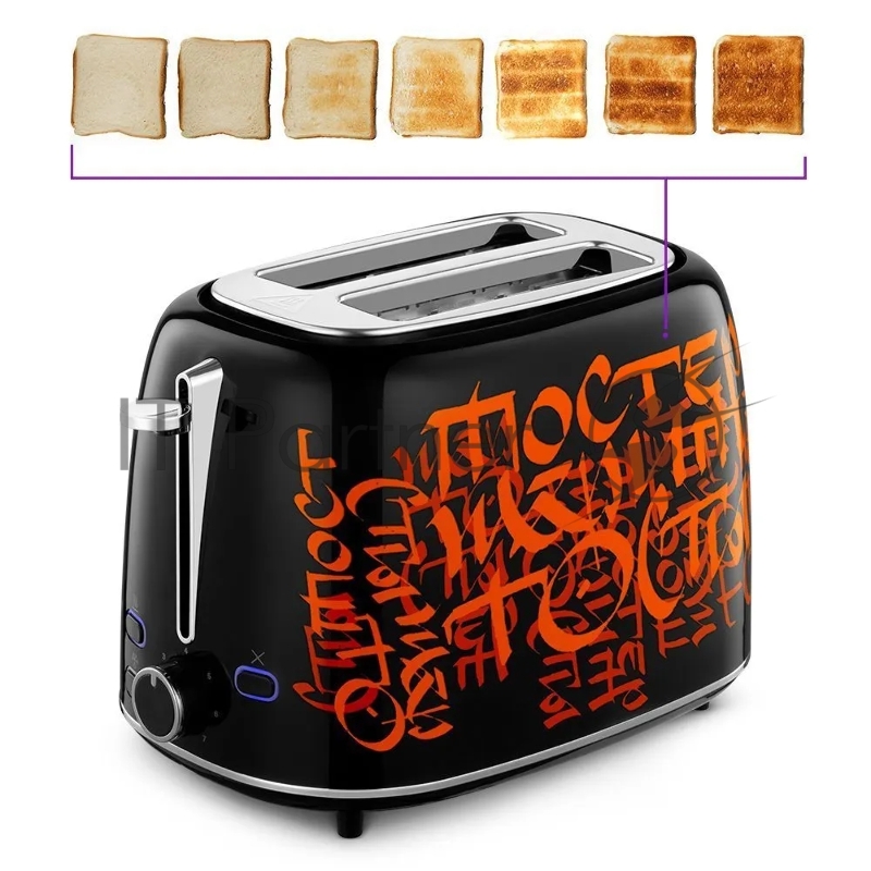 Тостер Kitfort КТ-6464 1080Вт черный/красный