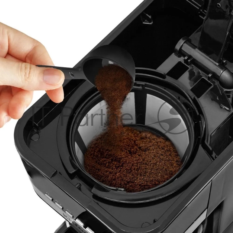 Кофеварка капельная Kitfort КТ-7627 черный/серебристый, исп. кофе - молотый, 1,8 л, 950 Вт