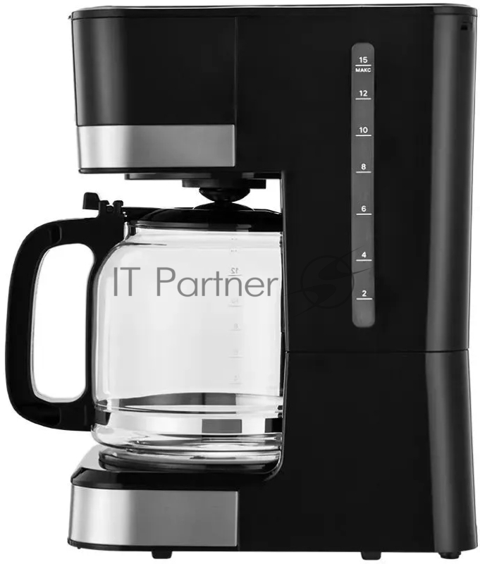 Кофеварка капельная Kitfort КТ-7627 черный/серебристый, исп. кофе - молотый, 1,8 л, 950 Вт