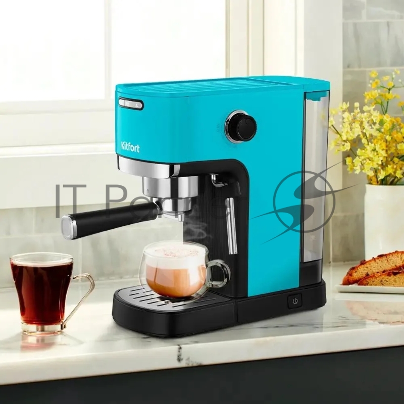 Кофеварка рожковая Kitfort КТ-7461 1350Вт бирюзовый/черный