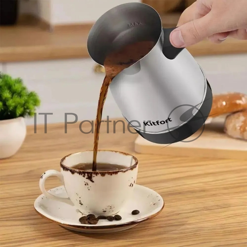 Кофеварка Электрическая турка Kitfort КТ-7131 600Вт черный/нержавеющая сталь