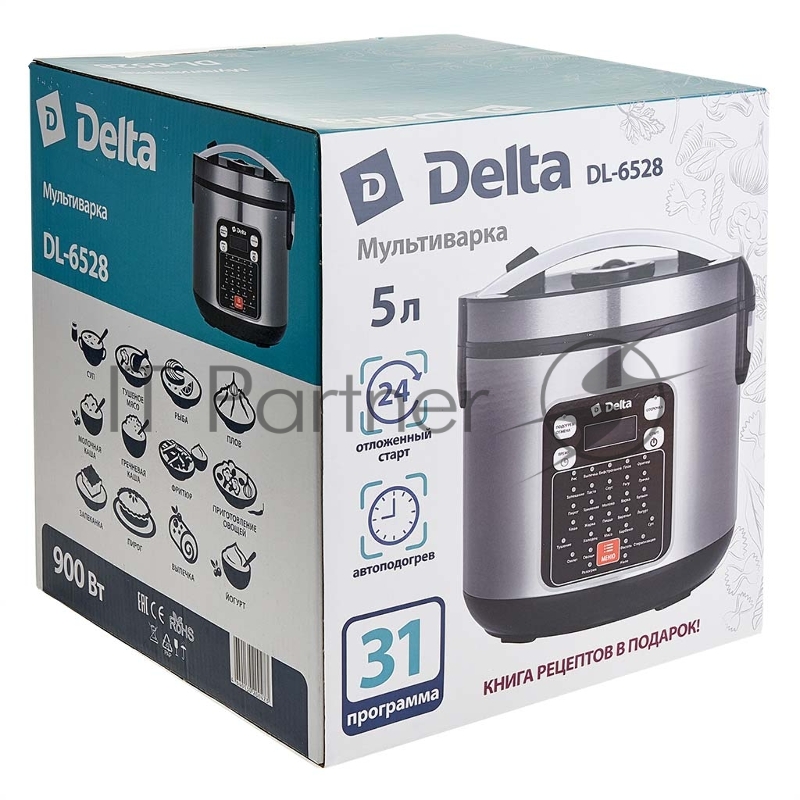 Мультиварка DELTA DL-6528 черная: 900 Вт,5л, 31 ПРОГРАММА (4)