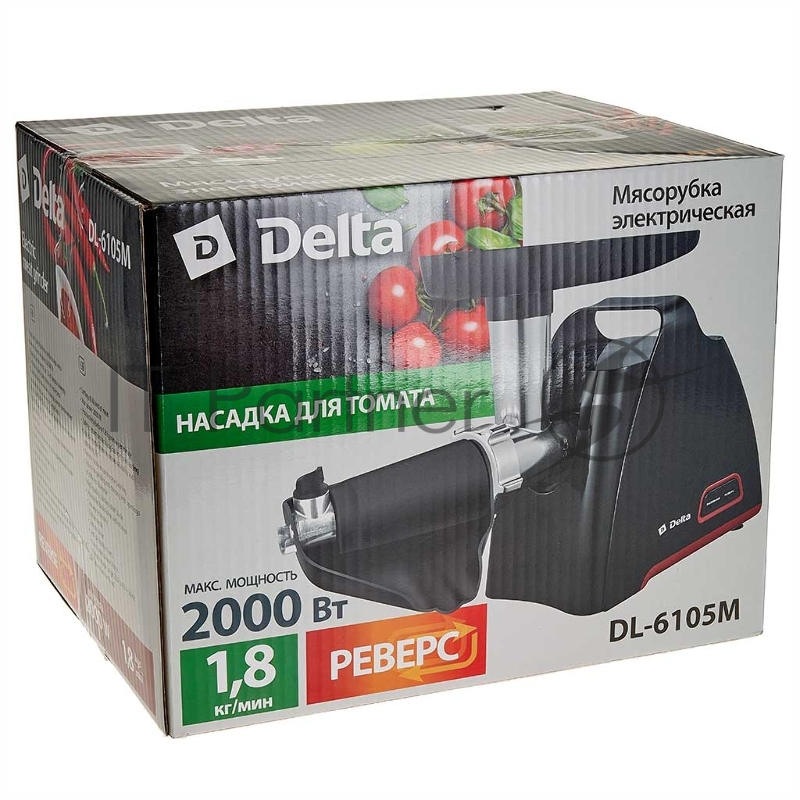 Мясорубка электрическая DELTA DL-6105M черный с красным
