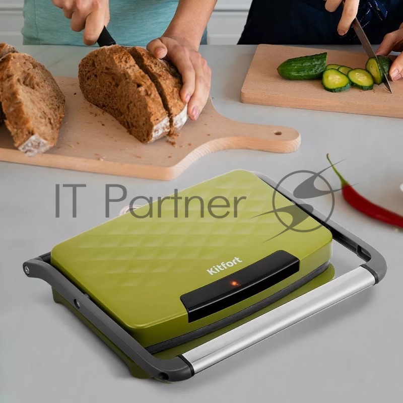 Сэндвичница Kitfort КТ-3626 750Вт зеленый/серый