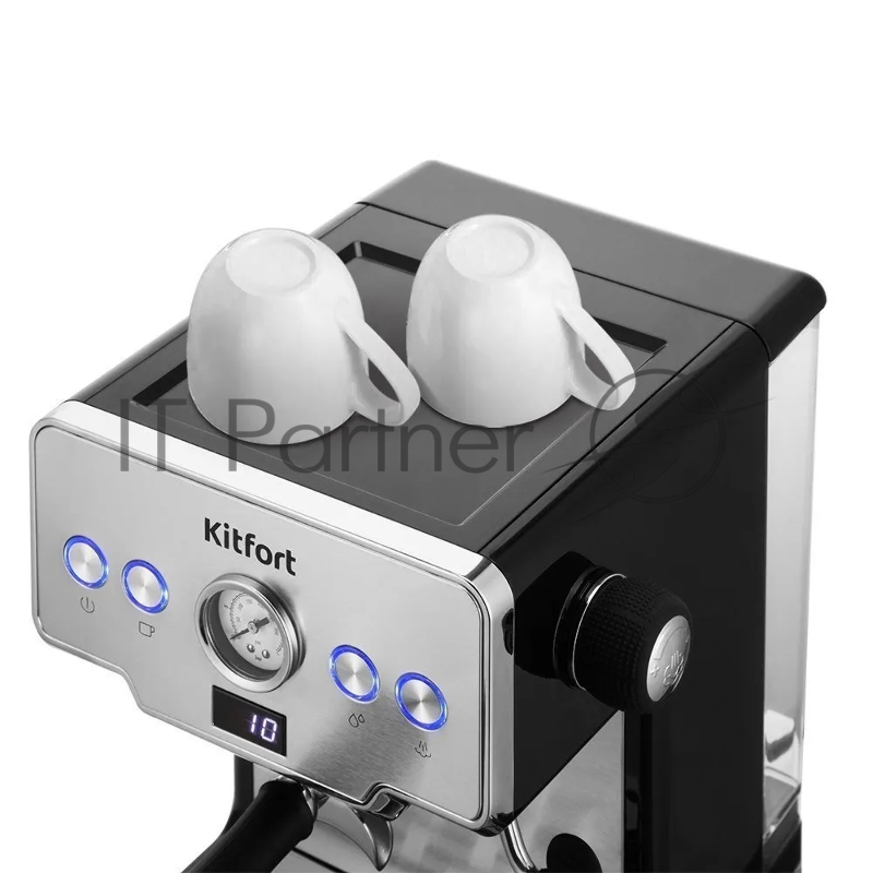 Кофеварка рожковая Kitfort КТ-7530 1450Вт серебристый/черный