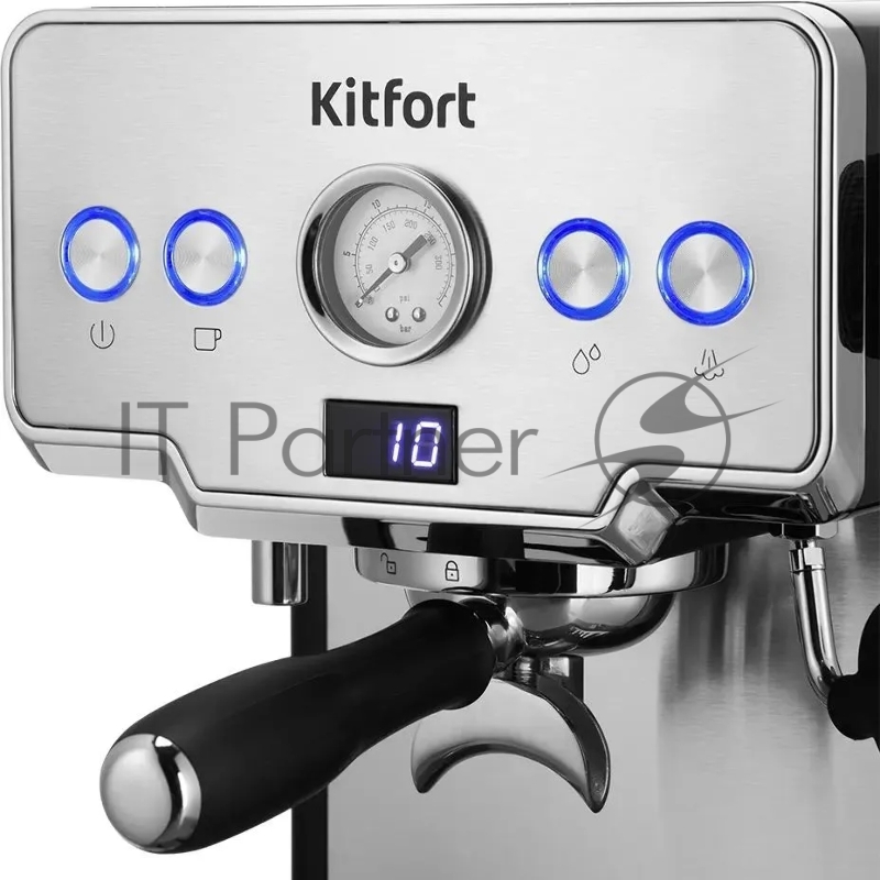 Кофеварка рожковая Kitfort КТ-7530 1450Вт серебристый/черный