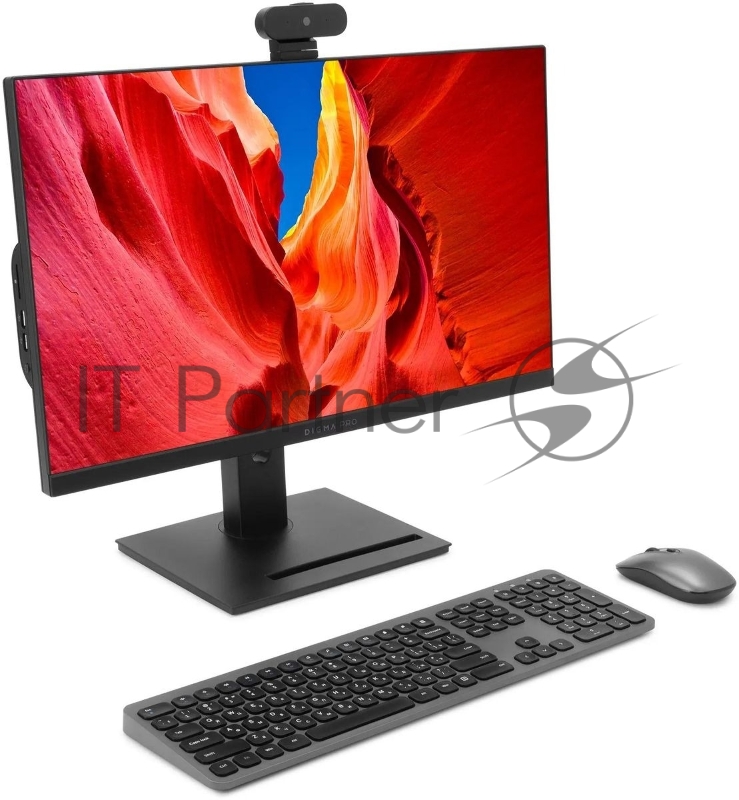 Моноблок Digma Pro Vision 23.8 Full HD Ryzen 7 7735U (2.7) 16Gb SSD512Gb RGr CR Windows 11 Pro Eth WiFi BT 90W клавиатура мышь Cam черный 1920x1080