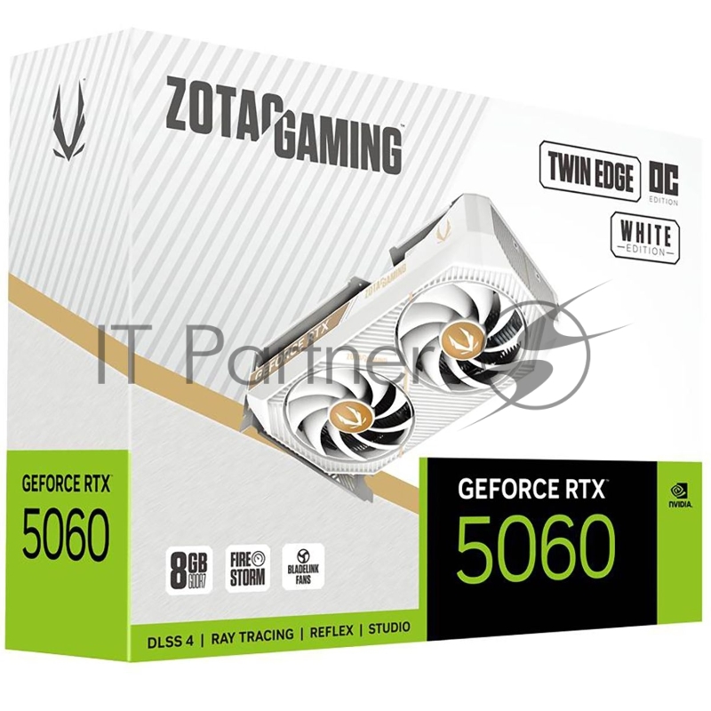 Видеокарта Zotac PCI-E 5.0 RTX 5060 TWIN EDGE OC WHITE ED NVIDIA GeForce RTX 5060 8Gb 128bit GDDR7 2527/28000 HDMIx1 DPx3 HDCP Ret