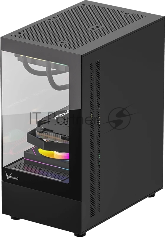 Компьютерный корпус Formula Crystal Z1CM Plus FR черный без БП mATX 2x120mm 1xUSB3.0 audio bott PSU