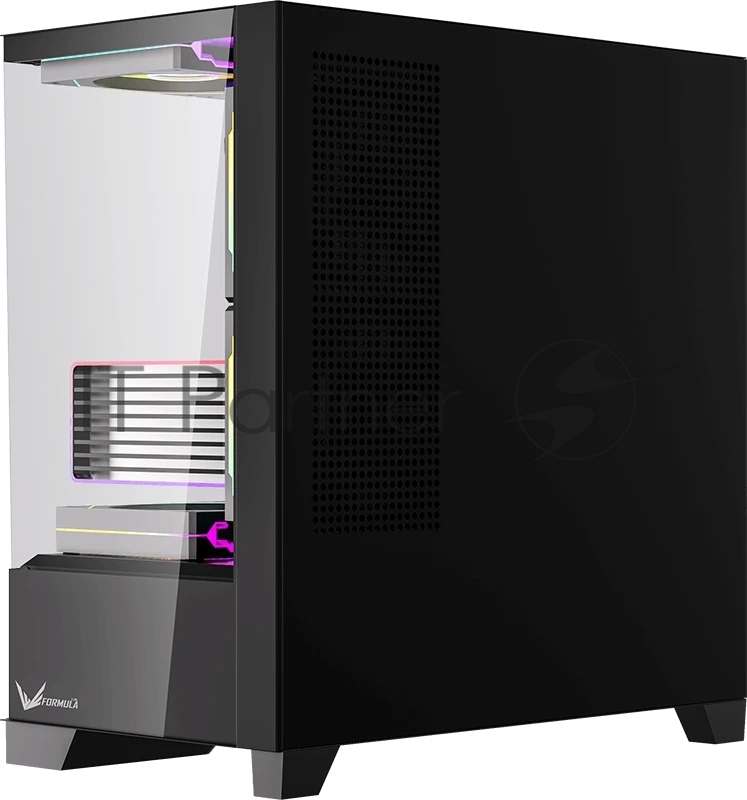 Компьютерный корпус Formula Crystal Z1M Plus FR черный без БП mATX 5x120mm 2xUSB3.0 1xUSB3.1 audio bott PSU