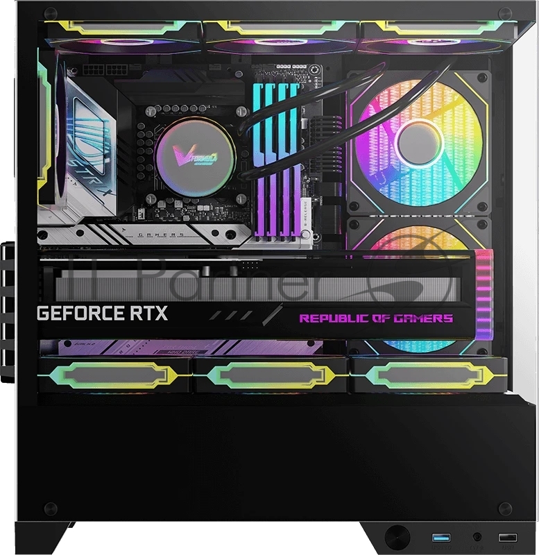 Компьютерный корпус Formula Crystal Z1M Plus FR черный без БП mATX 5x120mm 2xUSB3.0 1xUSB3.1 audio bott PSU