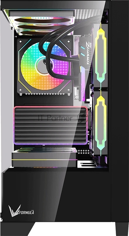 Компьютерный корпус Formula Crystal Z1M Plus FR черный без БП mATX 5x120mm 2xUSB3.0 1xUSB3.1 audio bott PSU