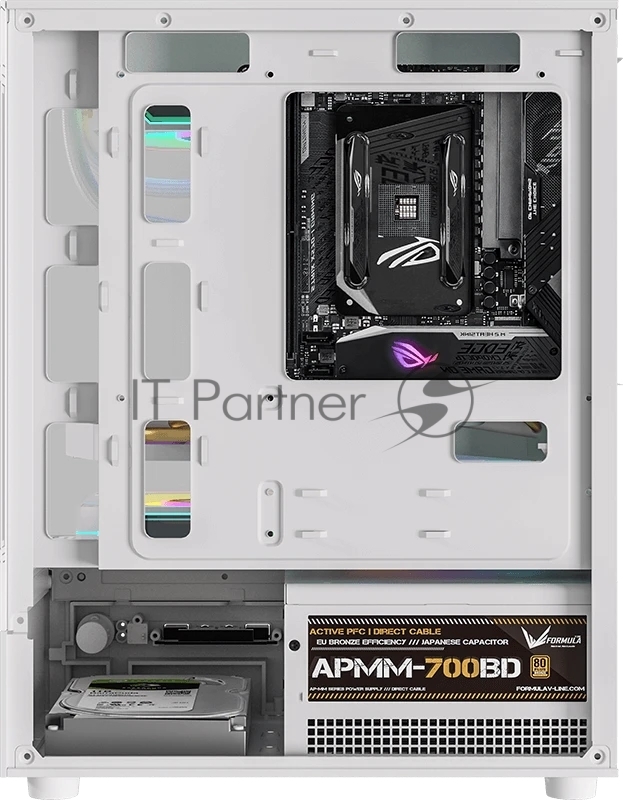 Компьютерный корпус Formula Crystal Z1CM белый без БП mATX 5x120mm 1xUSB3.0 audio bott PSU