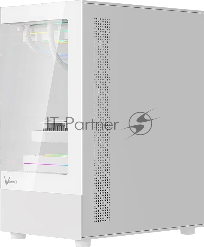 Компьютерный корпус Formula Crystal Z1CM белый без БП mATX 5x120mm 1xUSB3.0 audio bott PSU