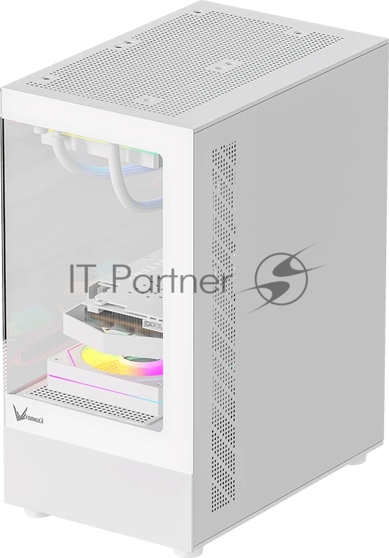 Компьютерный корпус Formula Crystal Z1CM белый без БП mATX 5x120mm 1xUSB3.0 audio bott PSU