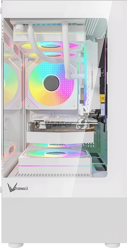 Компьютерный корпус Formula Crystal Z1CM белый без БП mATX 5x120mm 1xUSB3.0 audio bott PSU