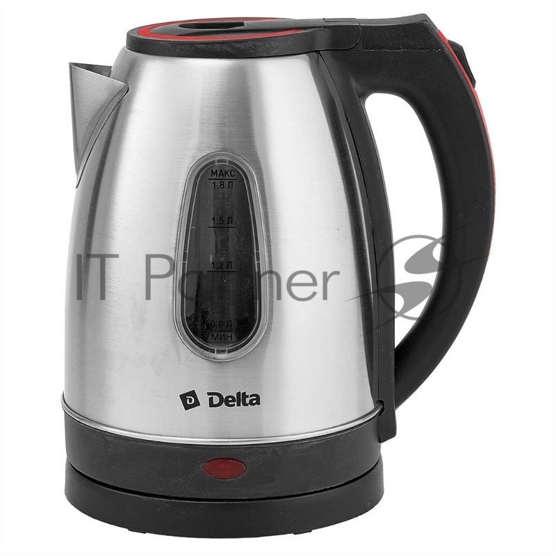 Чайник электрический DELTA DL-1114 нерж. с красным