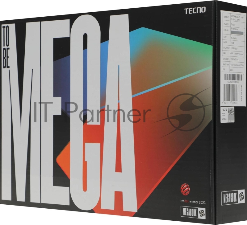 Ноутбук Tecno MegaBook T1 Ryzen 5 5500U 16Gb SSD512Gb AMD Radeon Graphics 15.6 IPS FHD (1920x1080) без ОС 64 grey WiFi BT Cam 6060mAh (T15DA-2EG0)