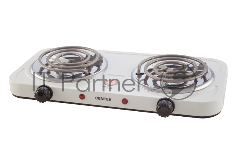 Электрическая плитка Centek CT-1509 (белая) 2конфорки ТЭН 140мм, 2000Вт, индикатор работы, усиленный корпус