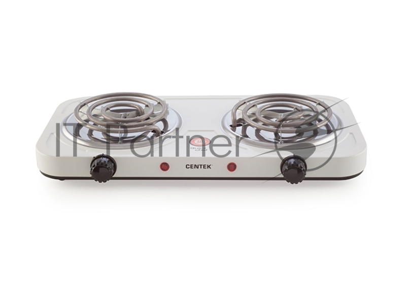 Электрическая плитка Centek CT-1509 (белая) 2конфорки ТЭН 140мм, 2000Вт, индикатор работы, усиленный корпус