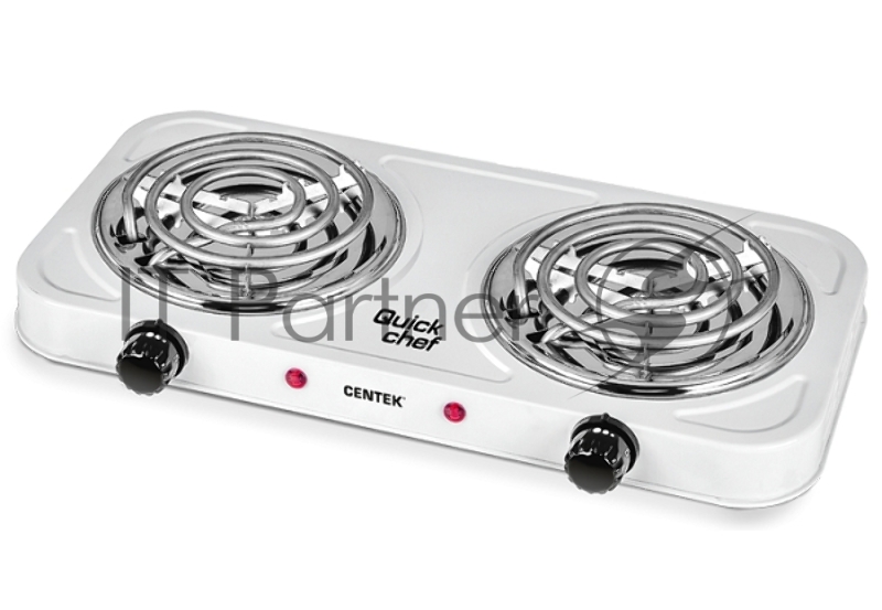 Электрическая плитка Centek CT-1509 (белая) 2конфорки ТЭН 140мм, 2000Вт, индикатор работы, усиленный корпус
