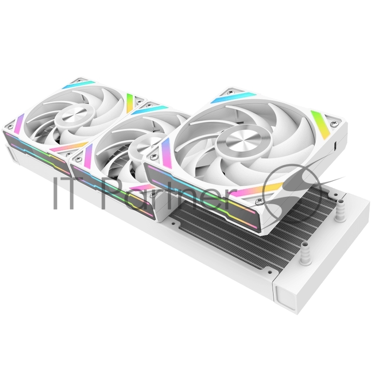 Водяное охлаждение для процессора SAMA Q60 White (360mm, LED temp., White, ARGB/ Fans: 3x120mm, 86CFM, 30dBA, 2600RPM/ Pump height 64mm, 30dBA, 2800RPM, Rad thickness 27mm/ S: 1851, 1700, 1200, 20XX, 115X, AM5, AM4)