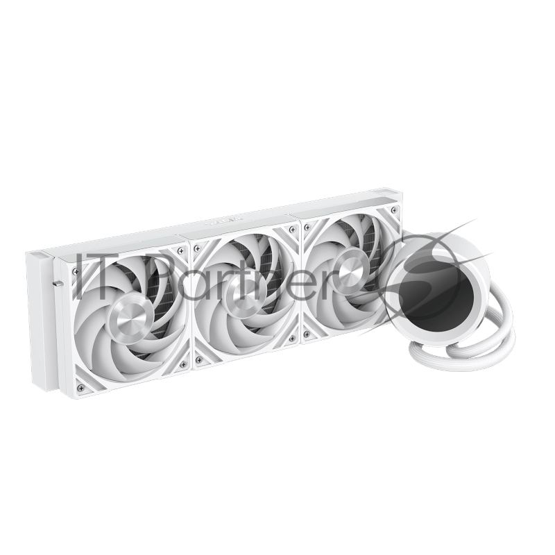 Водяное охлаждение для процессора SAMA Q60 White (360mm, LED temp., White, ARGB/ Fans: 3x120mm, 86CFM, 30dBA, 2600RPM/ Pump height 64mm, 30dBA, 2800RPM, Rad thickness 27mm/ S: 1851, 1700, 1200, 20XX, 115X, AM5, AM4)