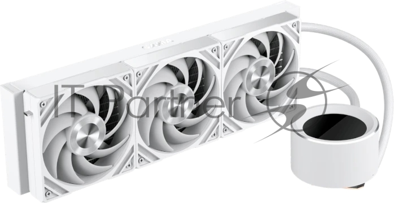 Водяное охлаждение для процессора SAMA Q60 White (360mm, LED temp., White, ARGB/ Fans: 3x120mm, 86CFM, 30dBA, 2600RPM/ Pump height 64mm, 30dBA, 2800RPM, Rad thickness 27mm/ S: 1851, 1700, 1200, 20XX, 115X, AM5, AM4)