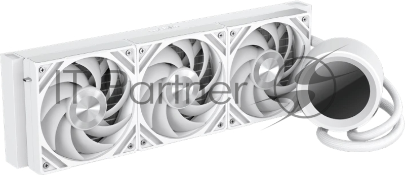 Водяное охлаждение для процессора SAMA Q60 White (360mm, LED temp., White, ARGB/ Fans: 3x120mm, 86CFM, 30dBA, 2600RPM/ Pump height 64mm, 30dBA, 2800RPM, Rad thickness 27mm/ S: 1851, 1700, 1200, 20XX, 115X, AM5, AM4)