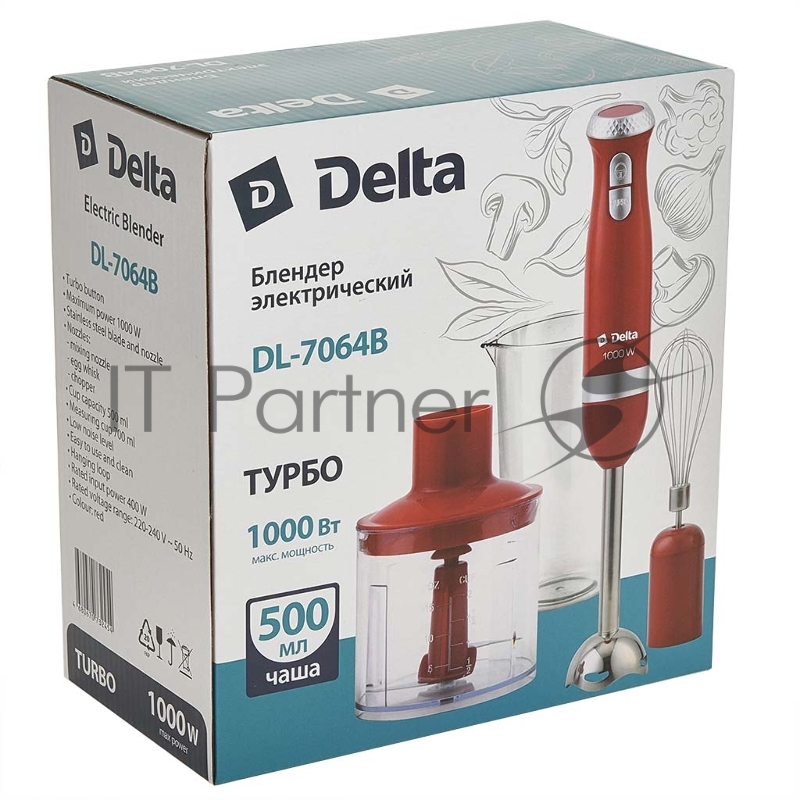 Блендер погружной DELTA DL-7064B красный