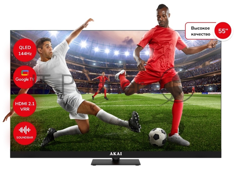 Телевизор QLED 55” 4K UHD AKAI TA55BQ900 черный с саундбаром