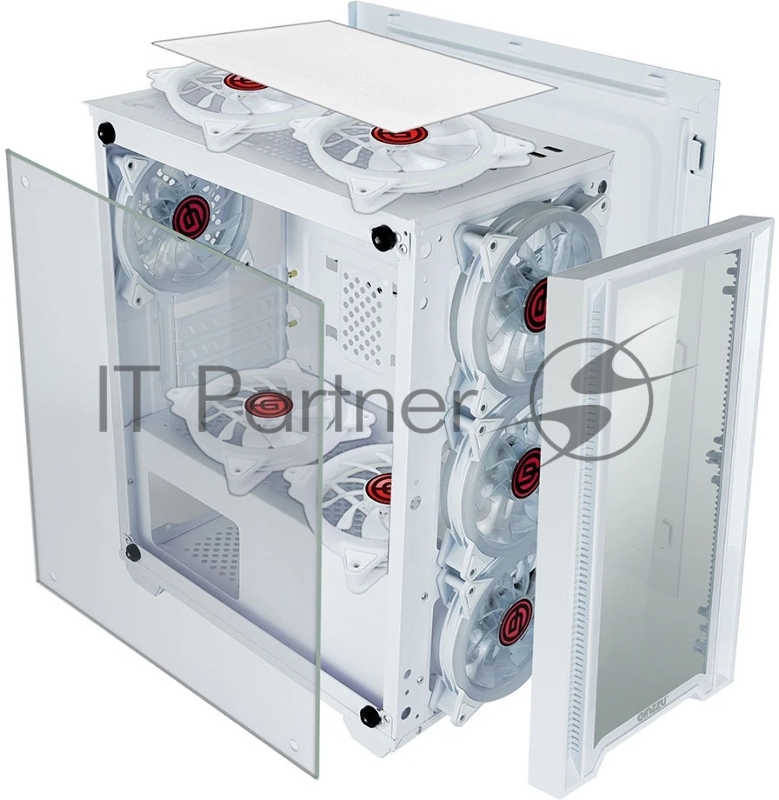 Компьютерный корпус Ginzzu CL610 mATX FAN 4*12FRGB Белый