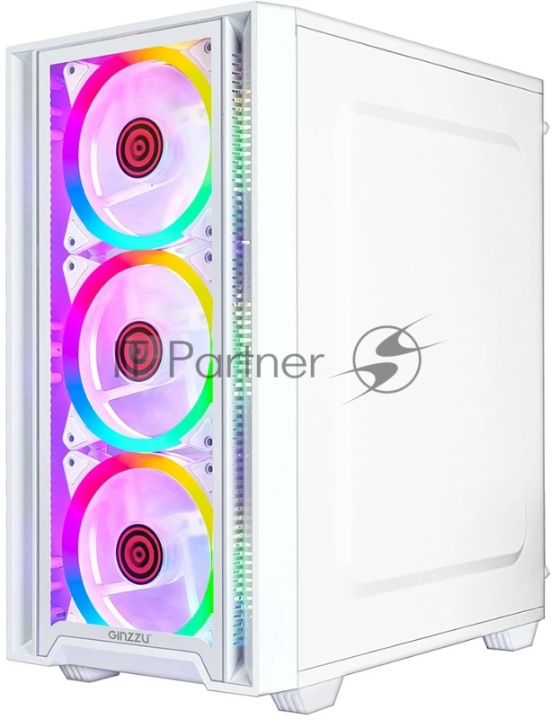 Компьютерный корпус Ginzzu CL610 mATX FAN 4*12FRGB Белый