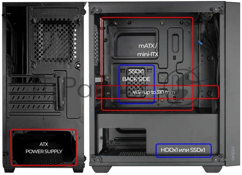 Компьютерный корпус Ginzzu CL550 mATX
