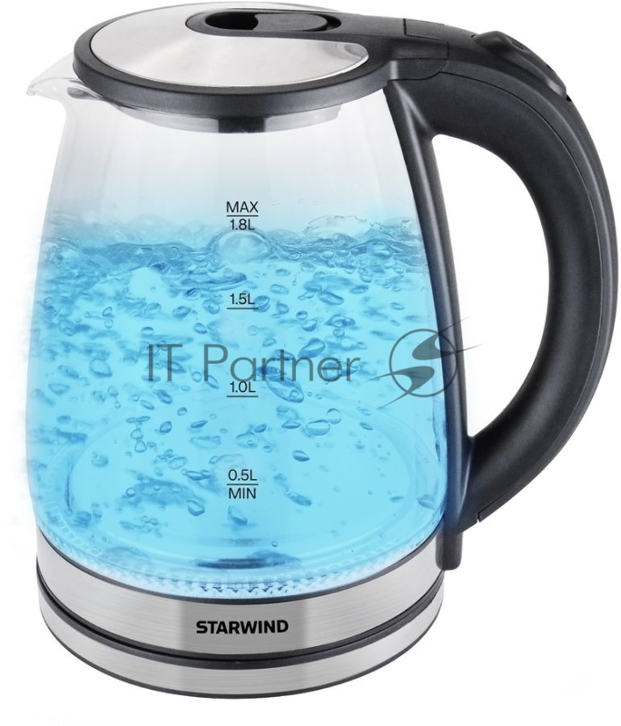 Чайник электрический Starwind SKG2114 2л. 1800Вт черный/прозрачный корпус: стекло