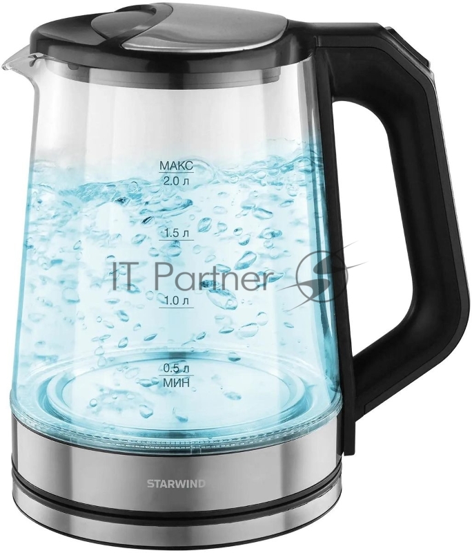 Чайник электрический Starwind SKG2112 2л. 1800Вт черный/прозрачный корпус: стекло