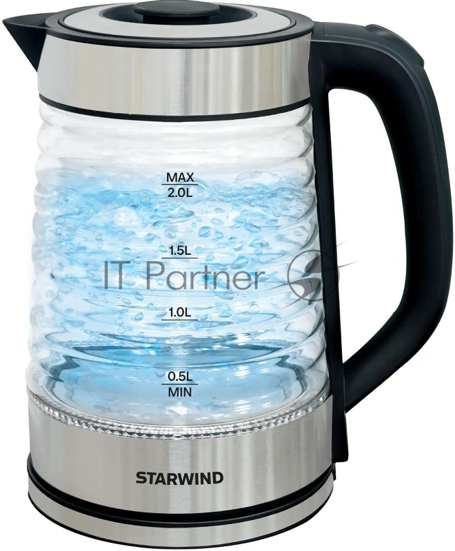 Чайник электрический Starwind SKG2111 2л. 1800Вт черный/прозрачный корпус: стекло